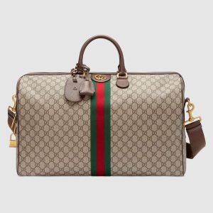Replica Gucci GG Unisex Ophidia GG Large Carry-On Duffle in Beige/Ebony GG Supreme Canvas 2