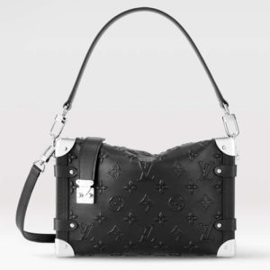Replica Louis Vuitton LV Women Side Trunk PM Handbag Petite Malle Black Calfskin