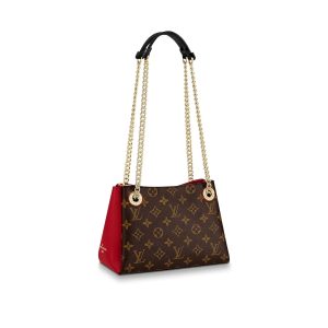 Replica Louis Vuitton LV Women Surene BB Handbag in Monogram Canvas and Grained Calf Leather-Red