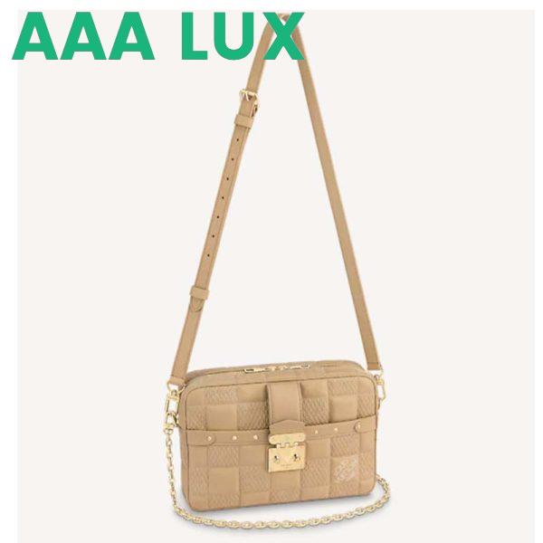 Replica Louis Vuitton LV Women Troca MM Handbag Beige Damier Quilt Lambskin Calfskin 2