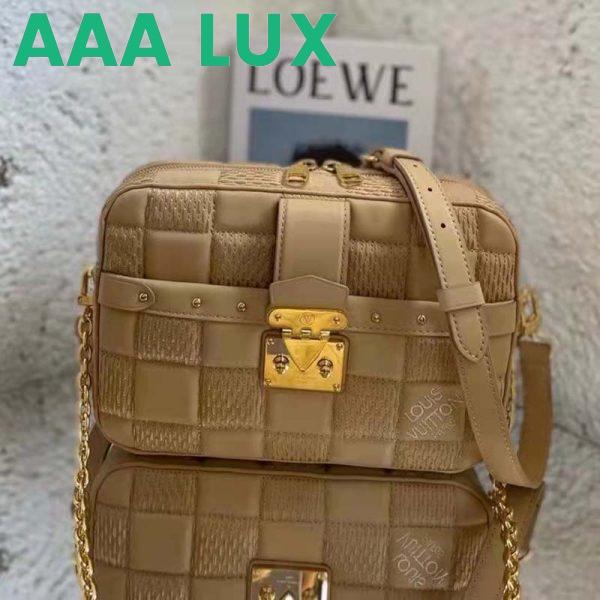Replica Louis Vuitton LV Women Troca MM Handbag Beige Damier Quilt Lambskin Calfskin 3