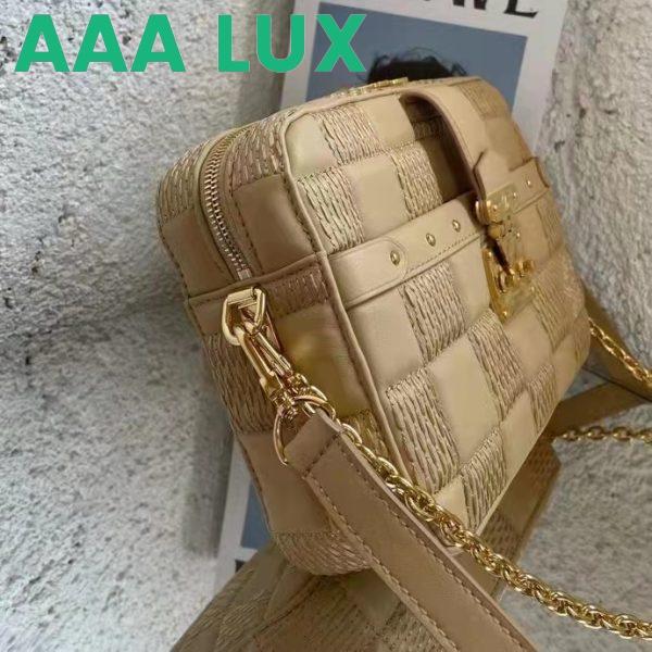 Replica Louis Vuitton LV Women Troca MM Handbag Beige Damier Quilt Lambskin Calfskin 8