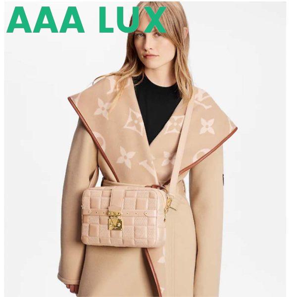 Replica Louis Vuitton LV Women Troca MM Handbag Beige Damier Quilt Lambskin Calfskin 12