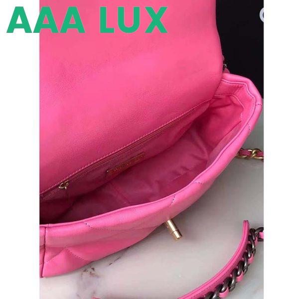 Replica Chanel Women 19 Flap Bag Lambskin Gold Silver-Tone & Ruthenium-Finish Metal Pink 7