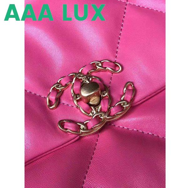 Replica Chanel Women 19 Flap Bag Lambskin Gold Silver-Tone & Ruthenium-Finish Metal Pink 8