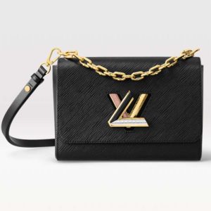 Replica Louis Vuitton LV Women Twist MM Handbag Black Epi Grained Cowhide 2