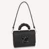 Replica Louis Vuitton LV Women Twist MM Handbag Black Taurillon Leather Smooth Calfskin