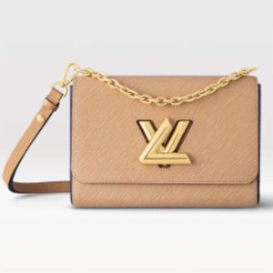 Replica Louis Vuitton LV Women Twist MM Handbag Camel Light Brown Epi Leather 2