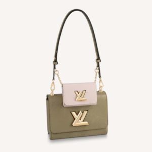 Replica Louis Vuitton LV Women Twist MM Handbag Green White Epi Grained Cowhide Leather 2