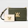 Replica Louis Vuitton LV Women Twist MM Handbag Kaki Quartz White Epi Grained Cowhide