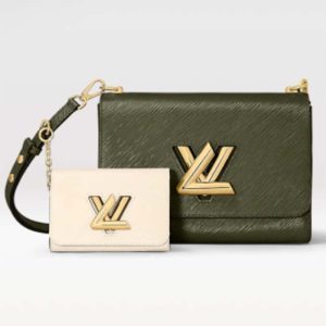 Replica Louis Vuitton LV Women Twist MM Handbag Kaki Quartz White Epi Grained Cowhide 2