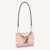 Replica Louis Vuitton LV Women Twist MM Handbag Pink Shearling Smooth Calfskin Leather 13