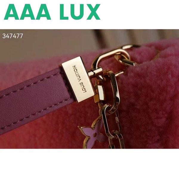 Replica Louis Vuitton LV Women Twist MM Handbag Pink Shearling Smooth Calfskin Leather 10