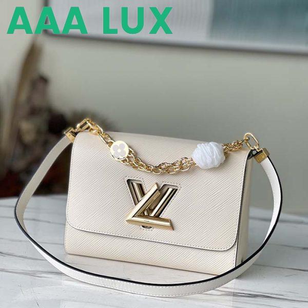 Replica Louis Vuitton LV Women Twist MM Handbag Quartz White Epi Grained Leather 3