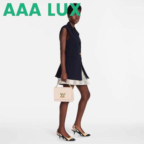 Replica Louis Vuitton LV Women Twist MM Handbag Quartz White Epi Grained Leather 12