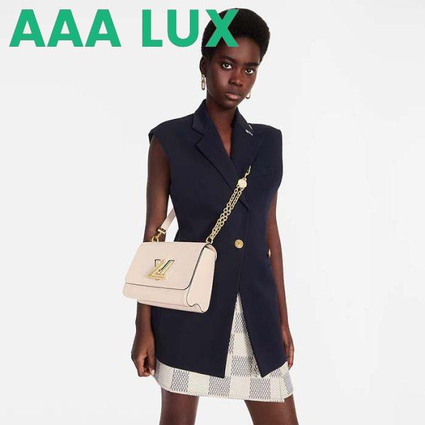 Replica Louis Vuitton LV Women Twist MM Handbag Quartz White Epi Grained Leather 13