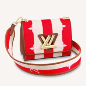 Replica Louis Vuitton LV Women Twist PM Handbag Red Embroidered Canvas Calf Leather 2