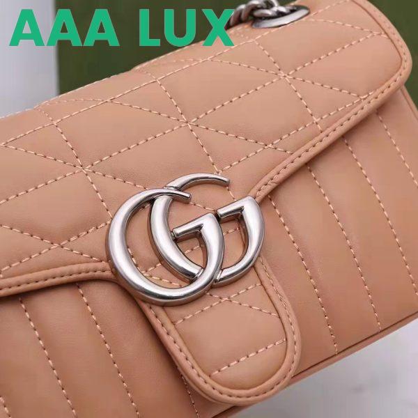 Replica Gucci GG Women GG Marmont Small Beige Matelassé Shoulder Bag Double G 11