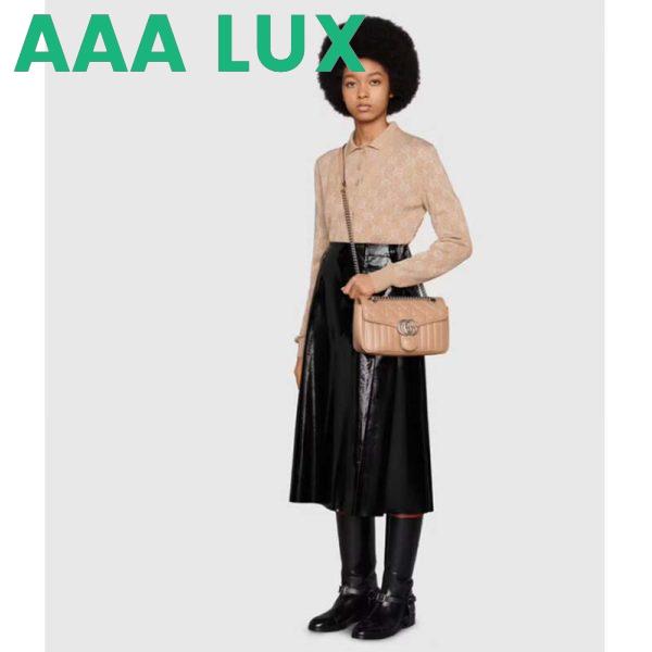 Replica Gucci GG Women GG Marmont Small Beige Matelassé Shoulder Bag Double G 13