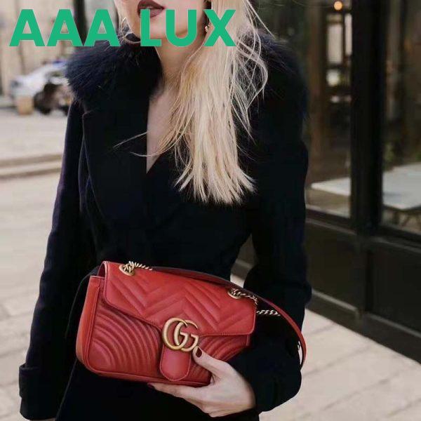 Replica Gucci GG Women GG Marmont Small Matelassé Shoulder Bag Red Double G 18
