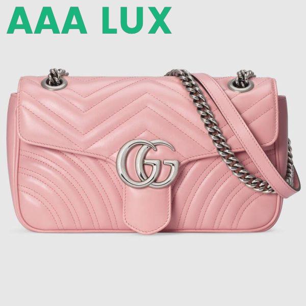 Replica Gucci GG Women GG Marmont Small Pink Matelassé Shoulder Bag Double G 2
