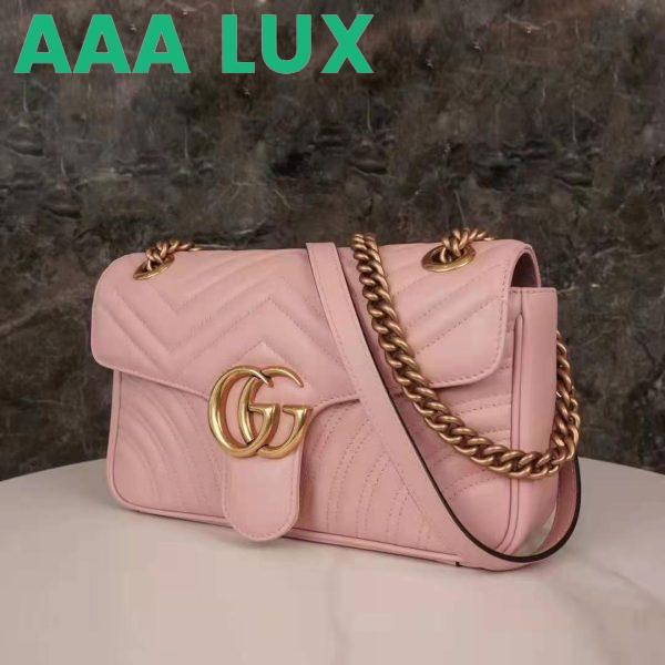 Replica Gucci GG Women GG Marmont Small Pink Matelassé Shoulder Bag Double G 4