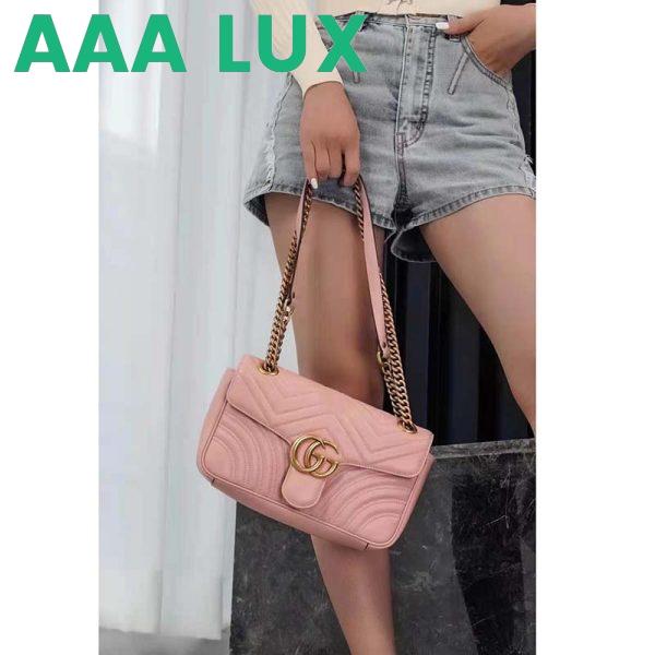 Replica Gucci GG Women GG Marmont Small Pink Matelassé Shoulder Bag Double G 12