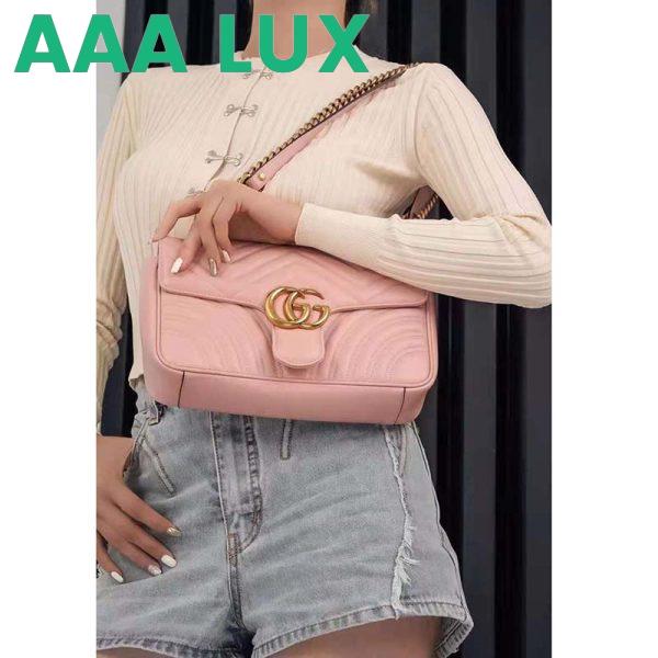 Replica Gucci GG Women GG Marmont Small Pink Matelassé Shoulder Bag Double G 13