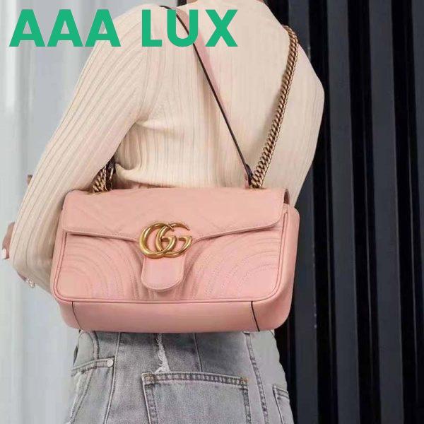 Replica Gucci GG Women GG Marmont Small Pink Matelassé Shoulder Bag Double G 14
