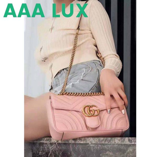 Replica Gucci GG Women GG Marmont Small Pink Matelassé Shoulder Bag Double G 15