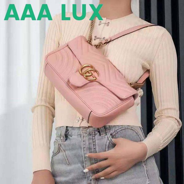 Replica Gucci GG Women GG Marmont Small Pink Matelassé Shoulder Bag Double G 16