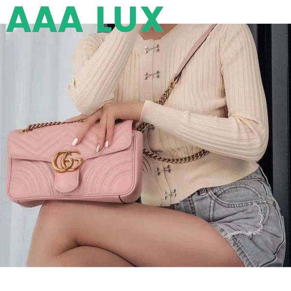 Replica Gucci GG Women GG Marmont Small Pink Matelassé Shoulder Bag Double G 17