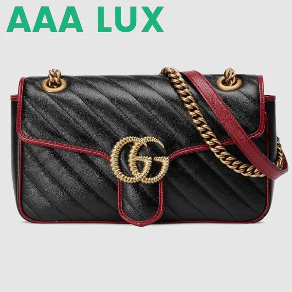 Replica Gucci GG Women GG Marmont Small Shoulder Bag Black Leather
