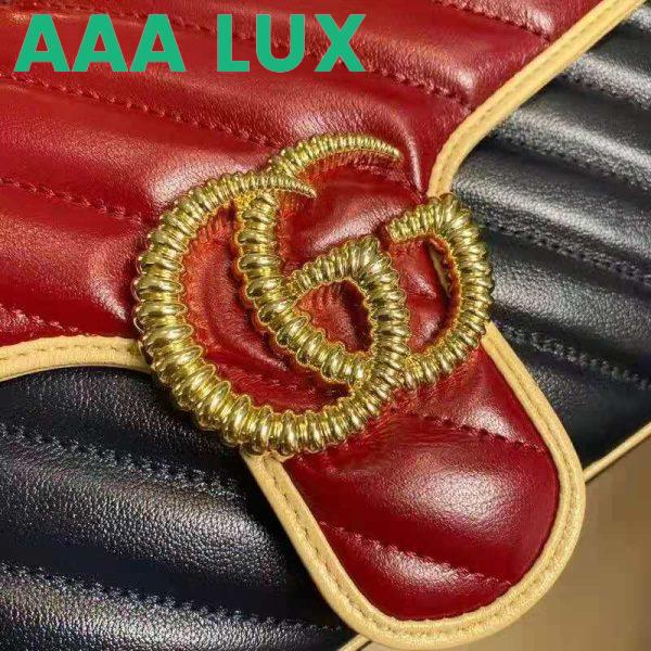 Replica Gucci GG Women GG Marmont Small Shoulder Bag Blue Red Diagonal Matelassé Leather 8