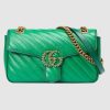 Replica Gucci GG Women GG Marmont Small Shoulder Bag Bright Green Diagonal Matelassé Leather