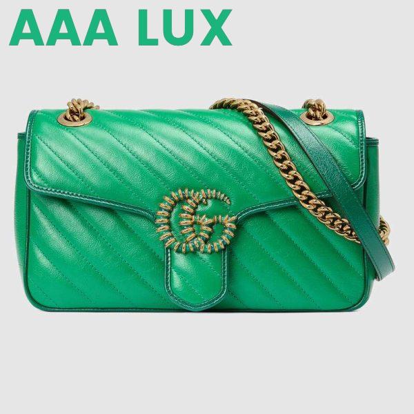 Replica Gucci GG Women GG Marmont Small Shoulder Bag Bright Green Diagonal Matelassé Leather