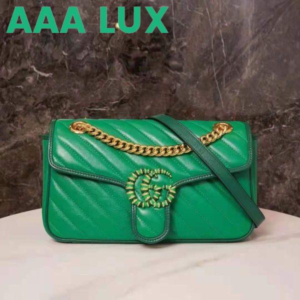 Replica Gucci GG Women GG Marmont Small Shoulder Bag Bright Green Diagonal Matelassé Leather 4