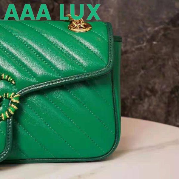 Replica Gucci GG Women GG Marmont Small Shoulder Bag Bright Green Diagonal Matelassé Leather 11