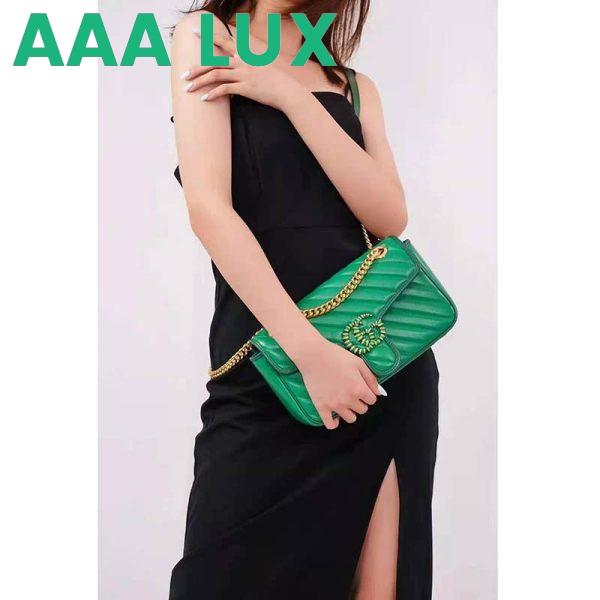 Replica Gucci GG Women GG Marmont Small Shoulder Bag Bright Green Diagonal Matelassé Leather 15