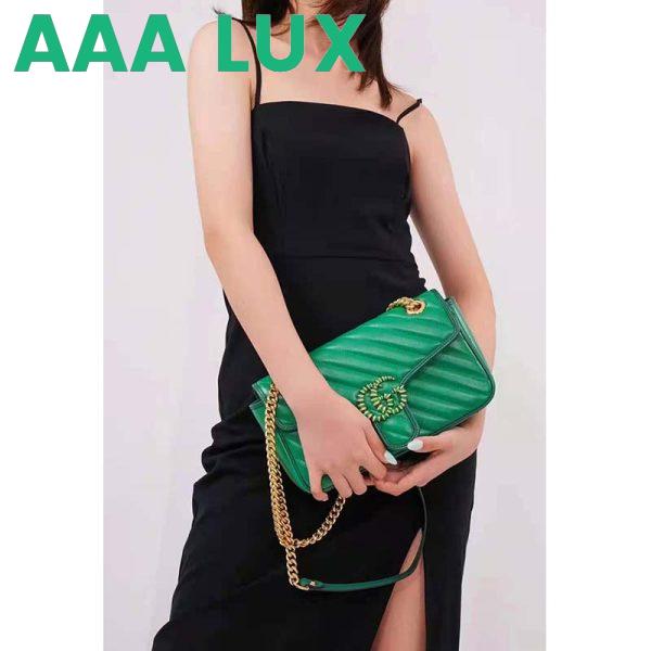 Replica Gucci GG Women GG Marmont Small Shoulder Bag Bright Green Diagonal Matelassé Leather 16