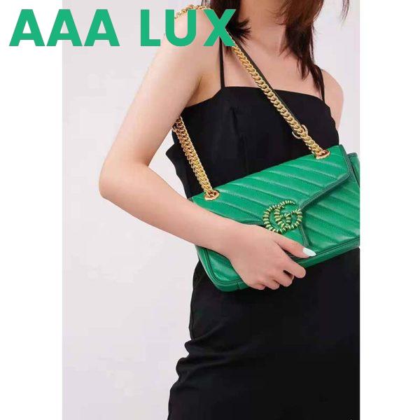 Replica Gucci GG Women GG Marmont Small Shoulder Bag Bright Green Diagonal Matelassé Leather 18