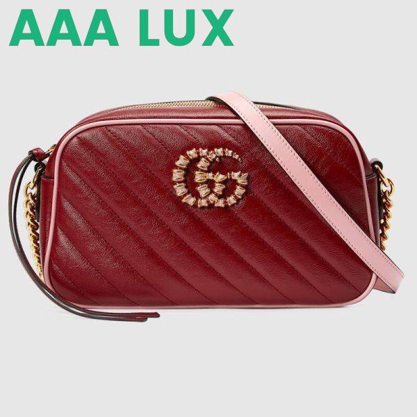 Replica Gucci GG Women GG Marmont Small Shoulder Bag Dark Red Diagonal Matelassé Leather