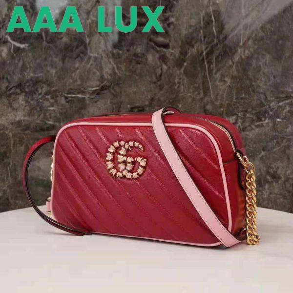 Replica Gucci GG Women GG Marmont Small Shoulder Bag Dark Red Diagonal Matelassé Leather 5
