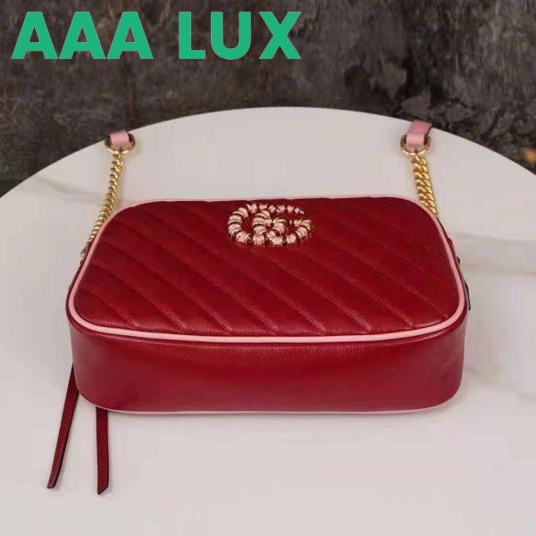 Replica Gucci GG Women GG Marmont Small Shoulder Bag Dark Red Diagonal Matelassé Leather 6