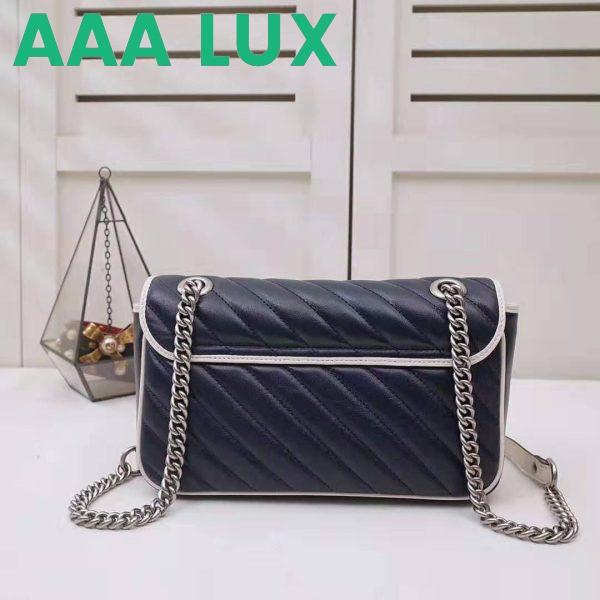 Replica Gucci GG Women GG Marmont Small Shoulder Bag in Blue Diagonal Matelassé Leather 8