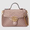 Replica Gucci GG Women GG Marmont Small Top Handle Bag in Black Diagonal Matelassé Leather 15