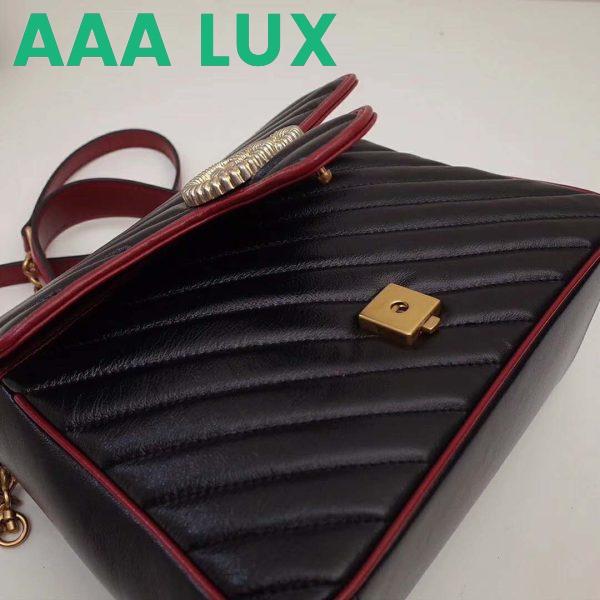 Replica Gucci GG Women GG Marmont Small Top Handle Bag in Black Diagonal Matelassé Leather 7