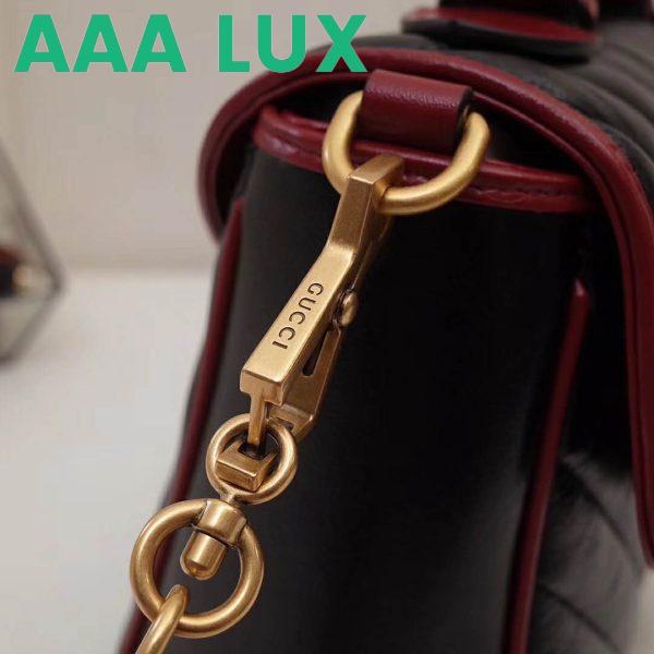 Replica Gucci GG Women GG Marmont Small Top Handle Bag in Black Diagonal Matelassé Leather 9