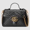 Replica Gucci GG Women GG Marmont Small Top Handle Bag in Black Diagonal Matelassé Leather 14