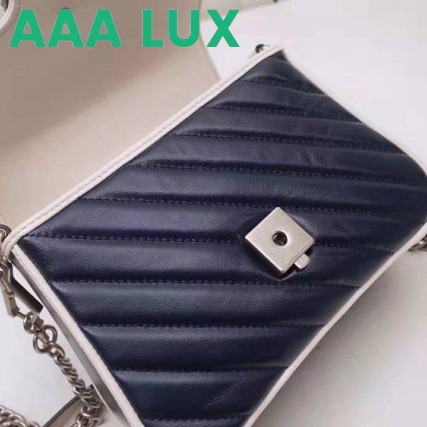 Replica Gucci GG Women GG Marmont Mini Top Handle Bag in Blue Diagonal Matelassé Leather 8